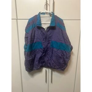 Vintage MacGregor Windbreaker Jacket XL Purple Teal Colorblock 90s Nylon Zip Up